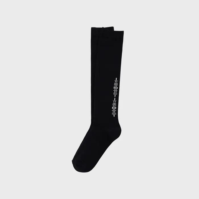 (SS) Tattoo Cotton Knee Socks Black