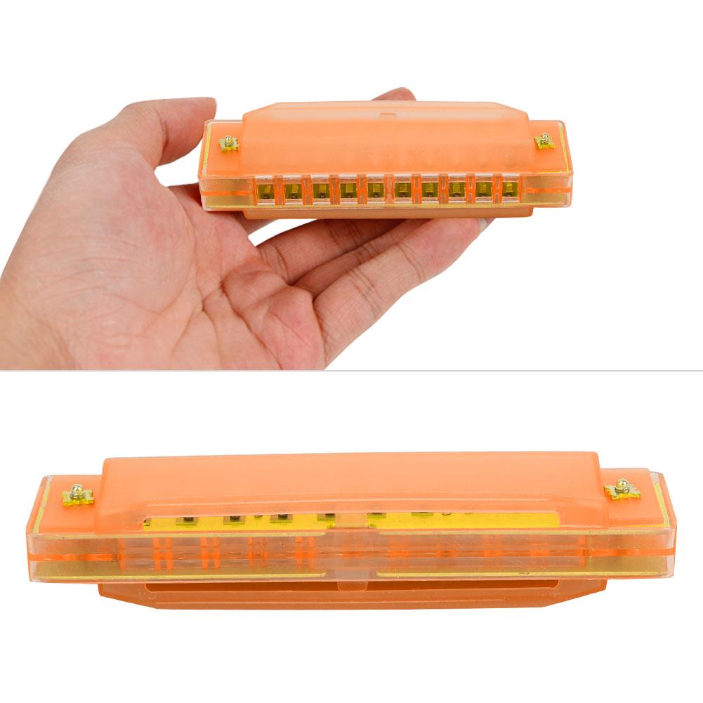 High Quality Durable 10 Holes 20 Tones Plastic Translucent Harmonica Gift for Kids(Orange)