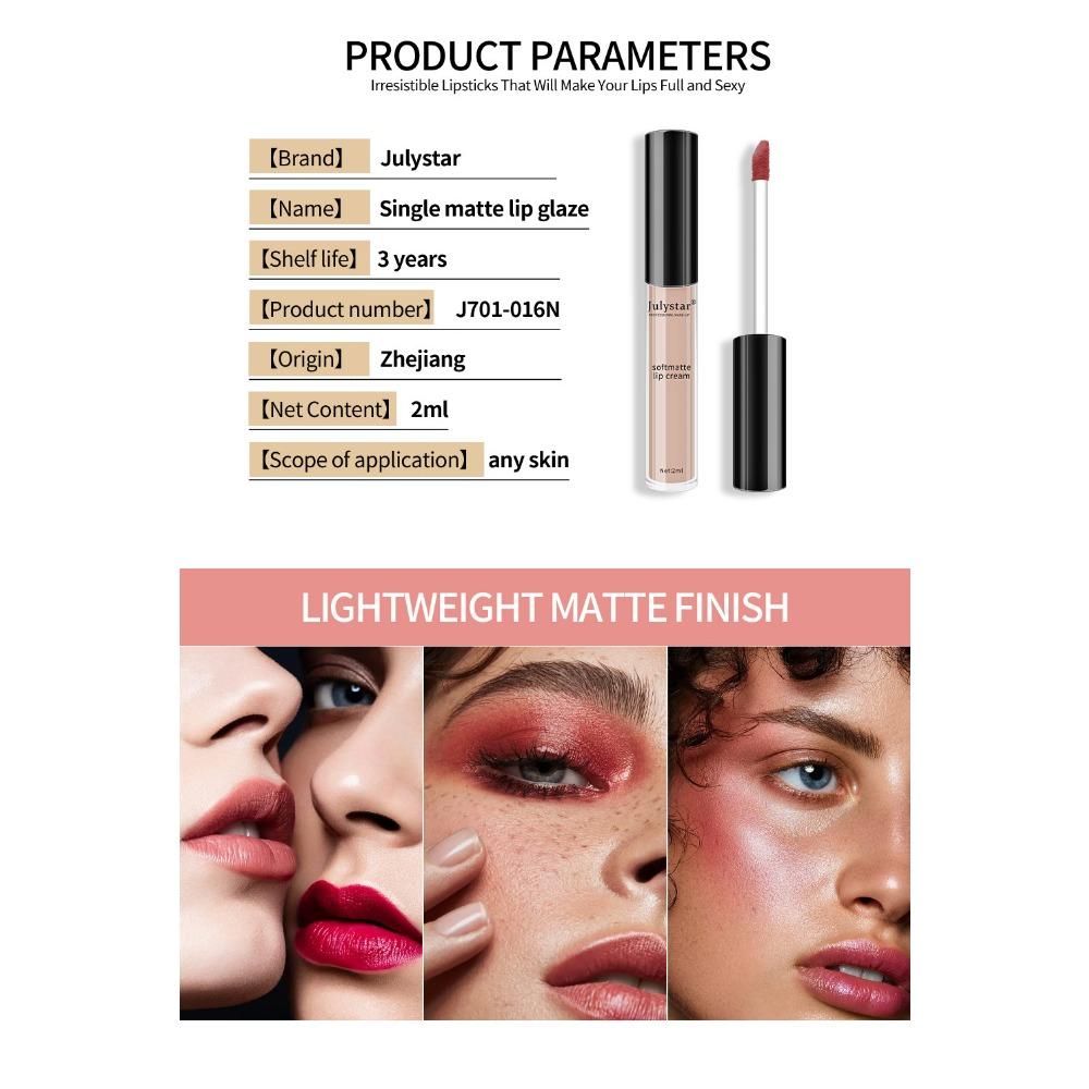 Julystar Is Not Easy To Fade and Not Easy To Stick To The Cup Matte Lip Glaze European and American Lip and Cheek Dual-purpose Lip Gloss