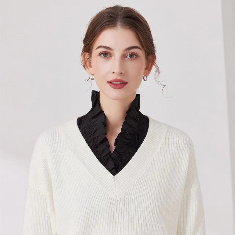 Women's Cotton Detachable Collar for Sweater Blouse Shirt Fake Collar Decorative Female White Half Shirt False Collar Accessory