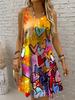 Women's Mini Dress A Line Dress Summer Dress Vacation Casual Boho Wedding Regular Fit Floral Graphic Leaf Sleeveless U Neck