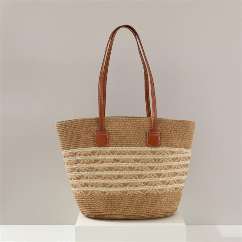 Borsa da Spiaggia in Paglia da Donna Borsa Estiva Grande Capacità Borsa a Spalla Borsa a Mano Intrecciata Borsa da Viaggio per le Vacanze