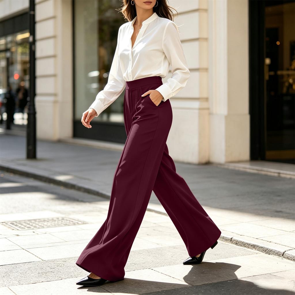 Damenmode High Waist Gerade Beine Lässige Kleiderhosen