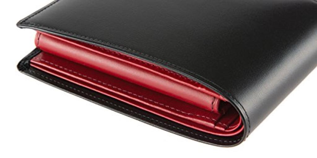 wallet compartment with coin Box calfskin limpid calfskin 4651 x [CYPRIS COLLECTION] Bi-fold (bill purse) & (black red)