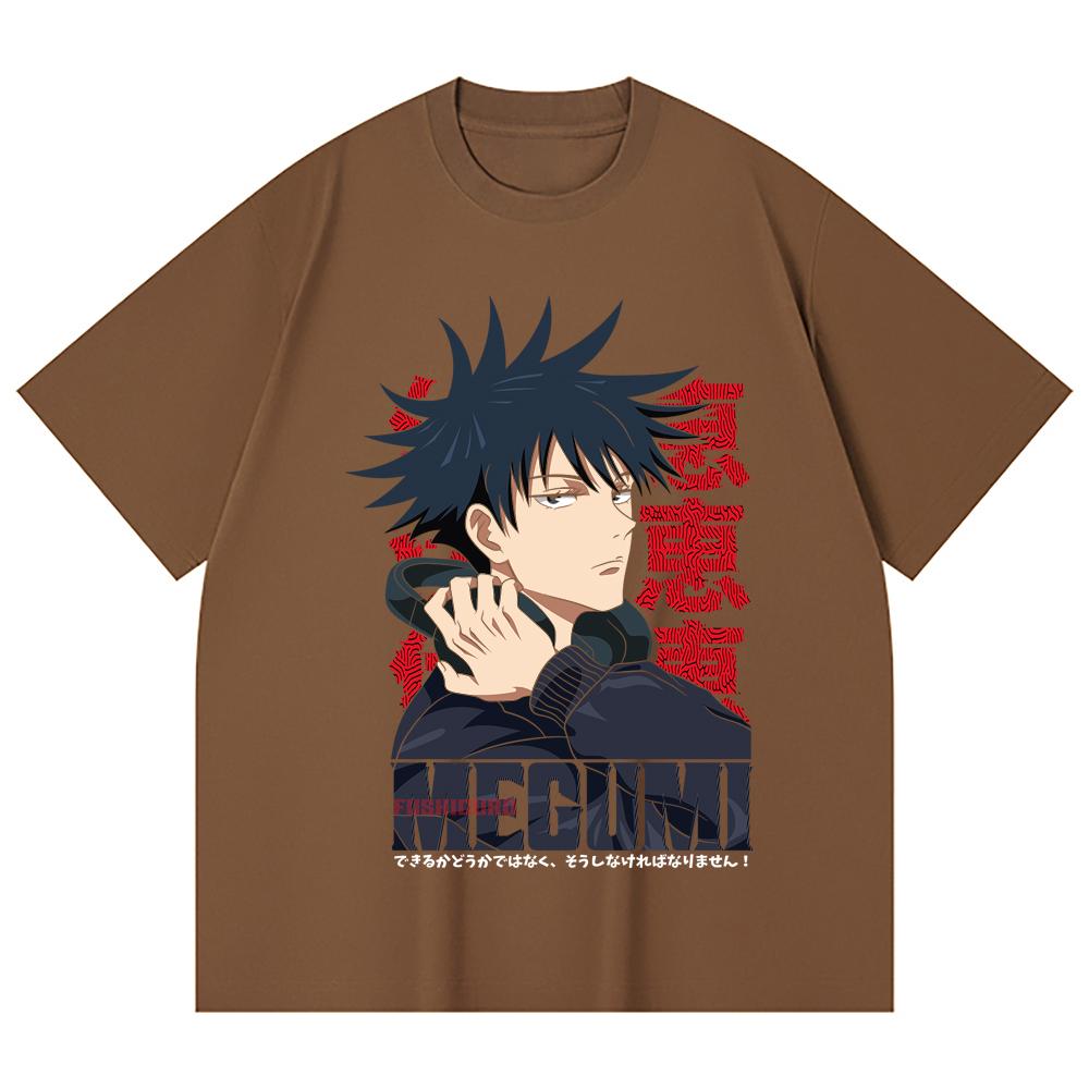230 Gsm 100% Cotton Jujutsu Kaisen V38 Megumi Print Unisex Heavy Cotton T Shirt