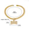 Men's Hip-Hop Style Gold Plated Link Chain Necklace with Alloy Crystal/Rhinestone Inlay GED Letter Pendant