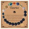 Twelve Constellations Bracelet: Frosted Stone & Elastic Cord with Card