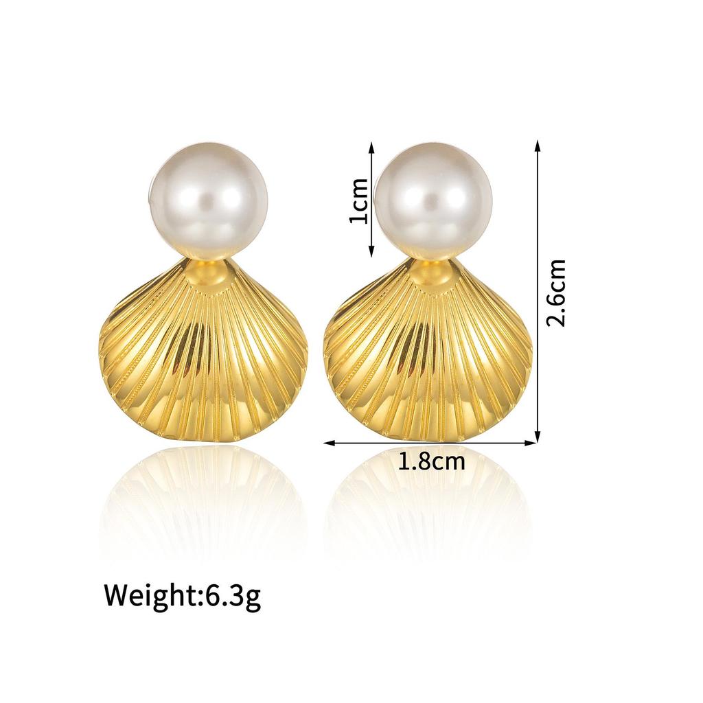 Anello Aperto INS Moda Acciaio Inossidabile Stella Marina Perla - Anello Dito Esagerato Placcato Oro 18K da Donna