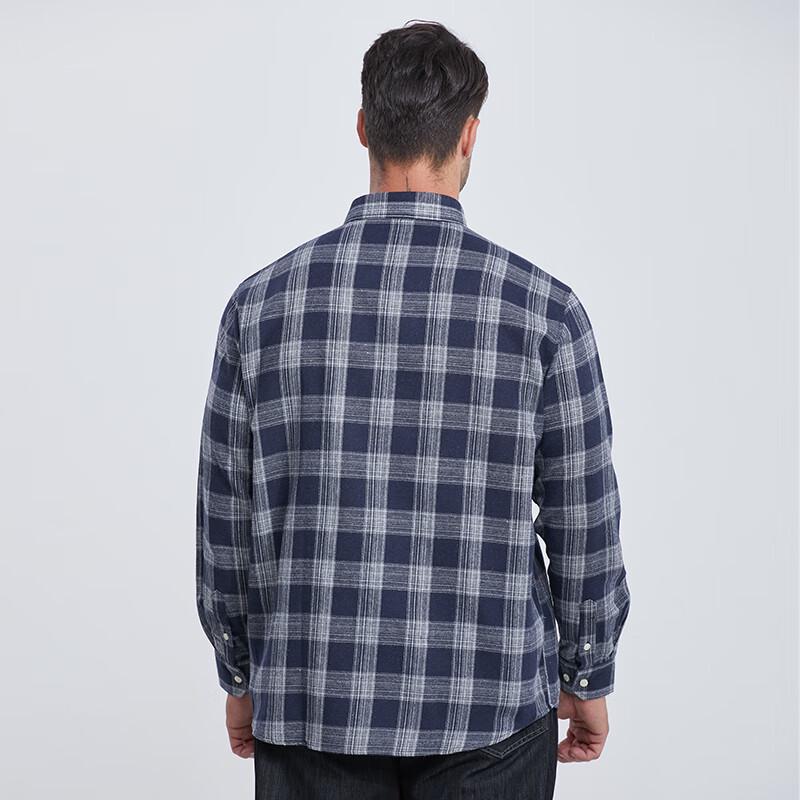 Men's Plus Size Brushed Plaid Long Sleeve Shirt
