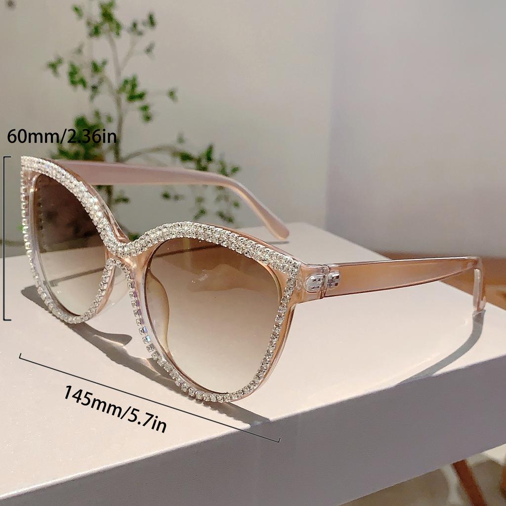 Rhinestone Shine Design Sunglasses Fashion Cat Eye Women Grey Sun Glasses Trendy Decoration Shades for Party