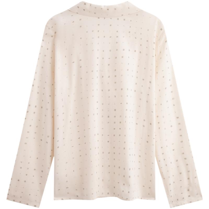 Calvin Klein Casual Allover Print Button-Down Collar Comfortable Long Sleeve Top Pajama Women tops QS6848