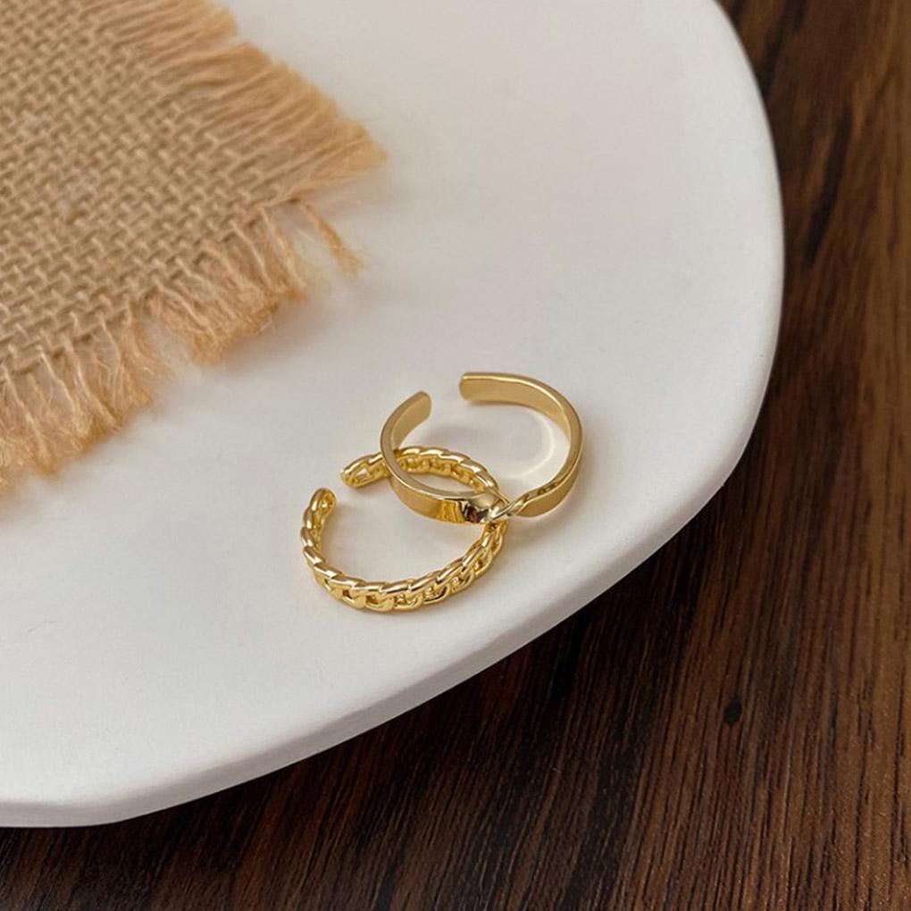 3 Pieces/Set Alloy Women Ring Portable Open End Fashionable Simple Style Wedding Dating Rings Jewelry Birthday Gift