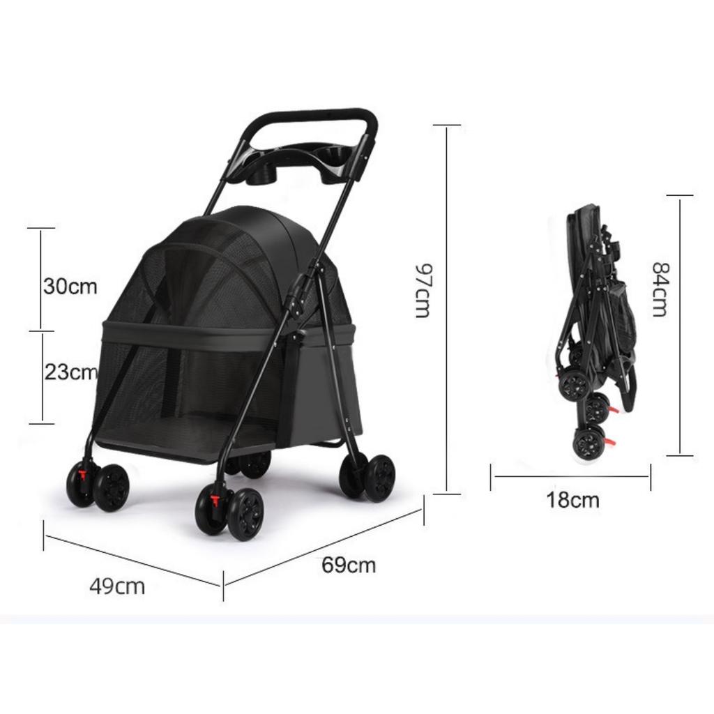 Foldable Pet Stroller Cat Small Dog Cart Puppy Kitten Teddy Car Outdoor Lightweight Folding Pet Stroller