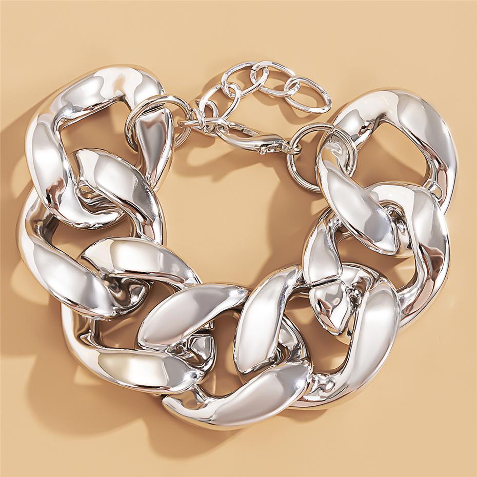 Bracciale a catena cubana esagerata grande in acrilico, braccialetto rigido, vintage, punk, con lucchetto, link bling, accessori gioielli per feste da uomo