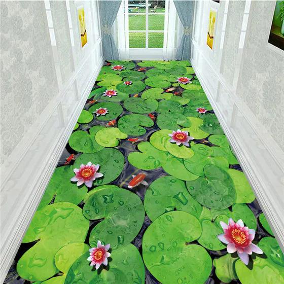 WTEMPO 5D Printable Cut-out Porch Floor Mat Large Size Aisle Stair Carpet Home Washable Non-slip Mat for Hallway