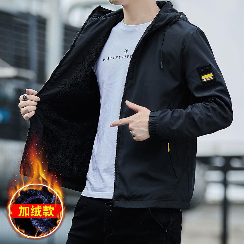 Men's jackets for autumn and winter, velvet thickening, trendy brand, handsome casual tops, internet celebrity men's clothing