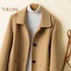 Women Winter Coat Formal Business Style Turn-down Collar Single-breasted Mid Length Overcoat OL Commuting Jacket Solid Color Thick Outerwear