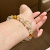 Women's Original Design Golden Rutilated Quartz, Citrine, and Tiger Eye Bracelet with White Crystal Accents
