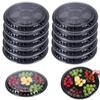 Versatile Snack Fruit Tray Plastic Tray with Compartments Plastic Round Snacks Fruit Storage Box with Lid 6 for Party