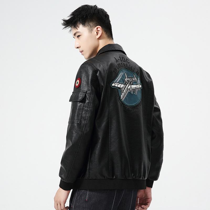 Jachetă de piele Trendy și Arătoasă Jachetă de piele de primăvară și toamnă Modă stradală Versiune coreeană Slim Retro Jachetă de motociclist