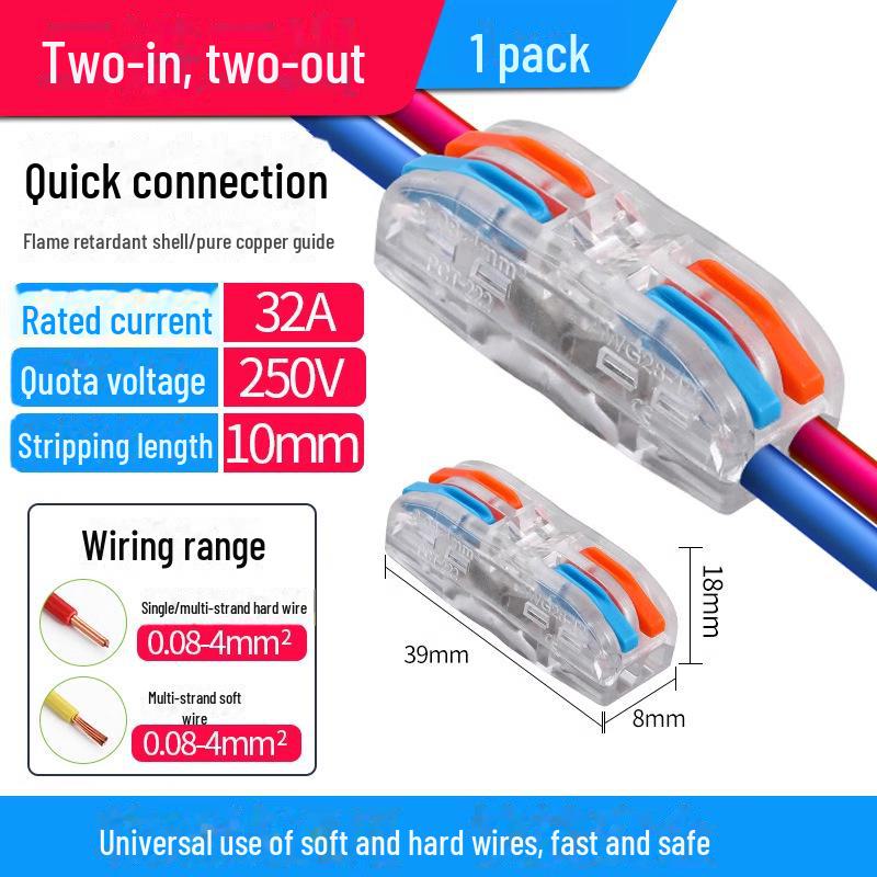 Terminal de conectare rapidă PCT SPL-12345: Conector electric multifuncțional cu 2 poziții pentru cabluri de calibru 4, 2 intrări, 2 ieșiri