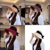 Cotton Linen Blend Fisherman Hat With Bow Decoration For Women Summer Sun Protection Wide Brim Casual Sunhat