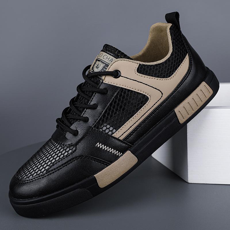 Men's Shoes Summer Breathable Thin Mesh Hollow Mesh Sports Leisure Lightweight Large Size Small White Board Shoes Deodorant Mesh Shoes