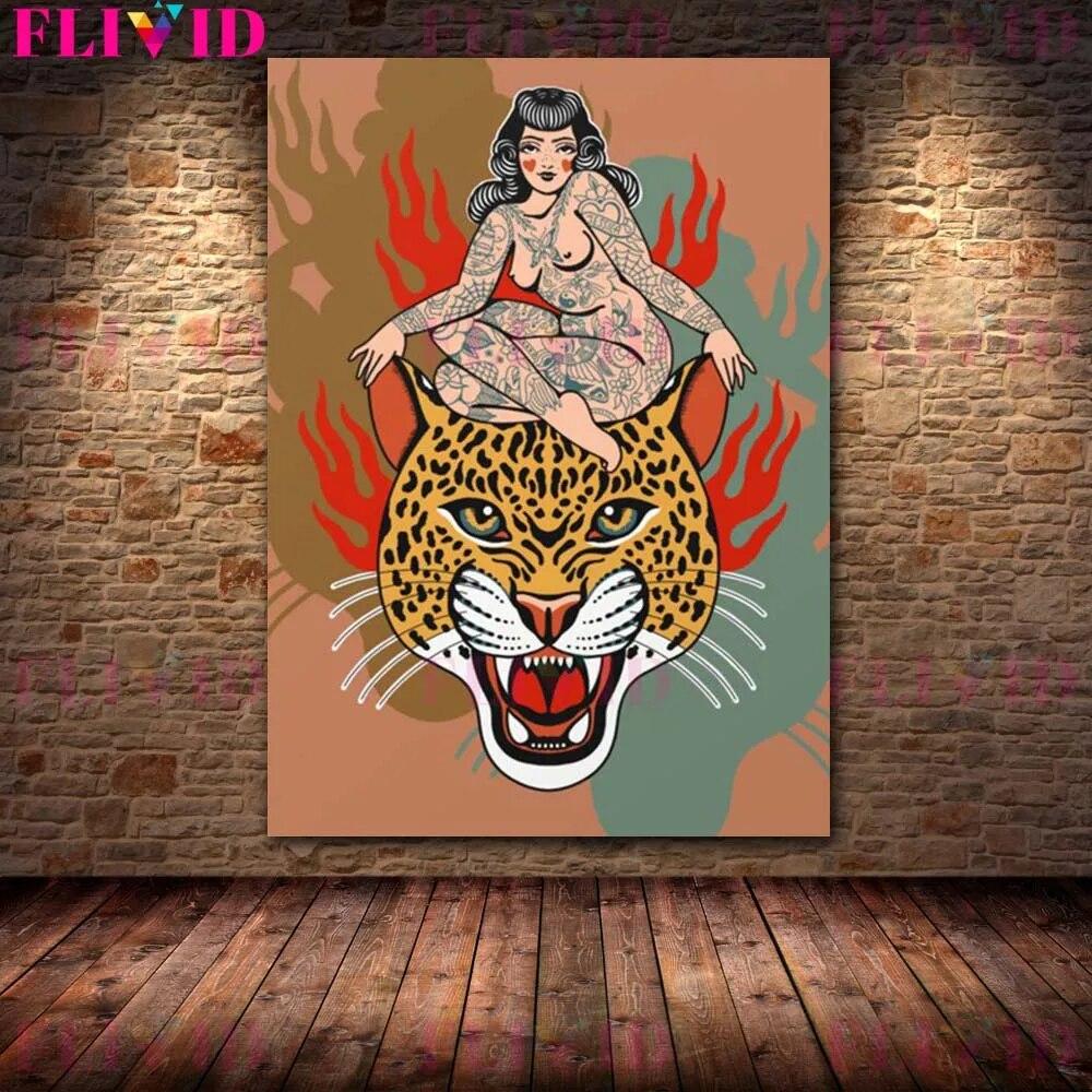 

Тихие дикие дьяволы, красочные дикари, татуированные стены, холст, живопись, домашний декор, постеры и принты, настенные панно для гостиной, без рамки 21*30cm