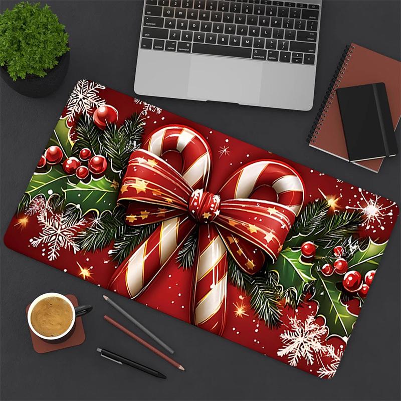 1PC Christmas Candy Cane Oversized Mouse Pad - Non-Slip Rubber Base Perfect for Office School Esports Home Decor Desk Mat 260A