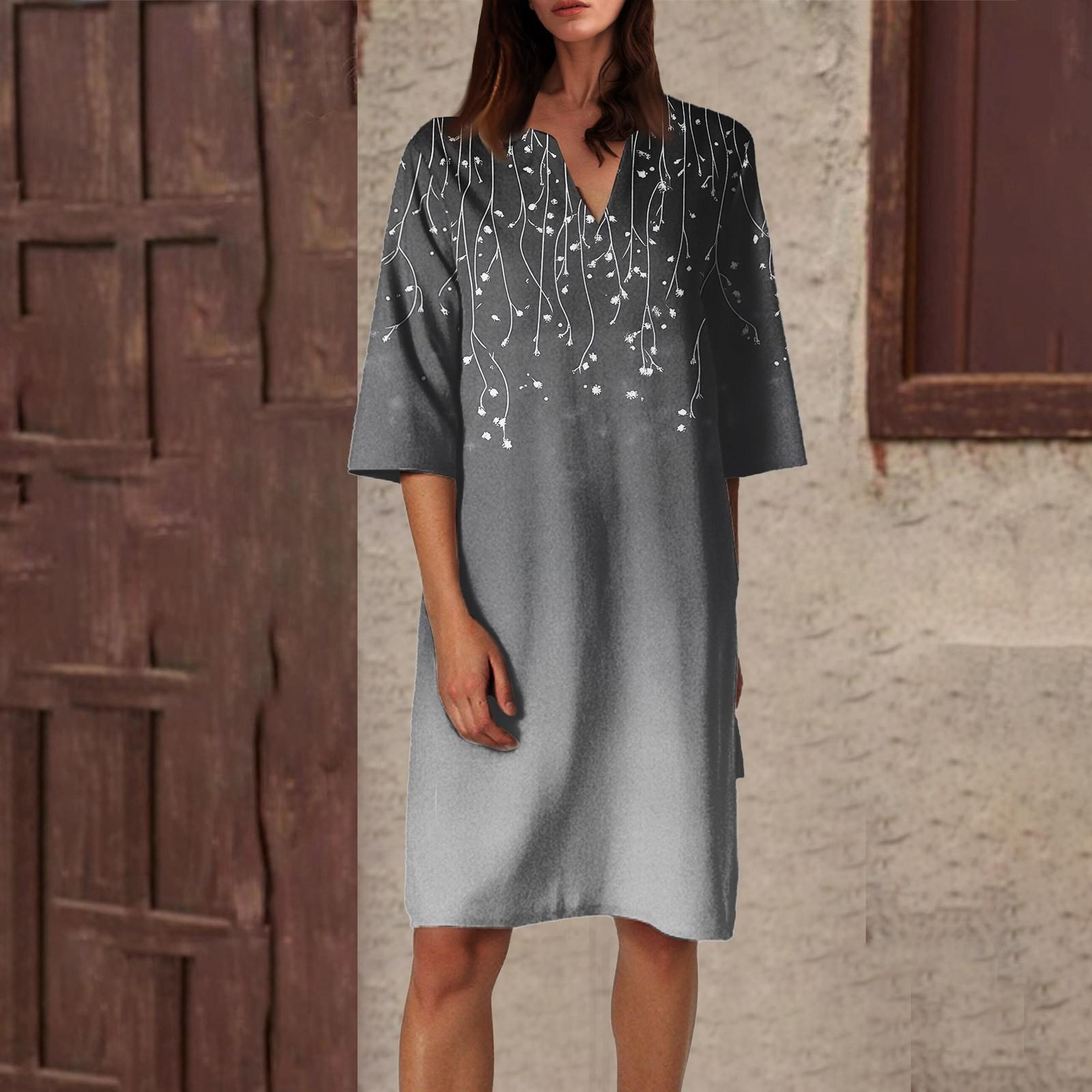 

Женское летнее платье с ретро-цветочным принтом, V-образным вырезом и короткими рукавами, легкое дышащее платье S