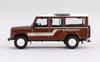 MINI GT 1/64 Scale Land Rover Defender 110 1985 County Station Wagon, Russet Brown (Right-Hand Drive), Finished Model