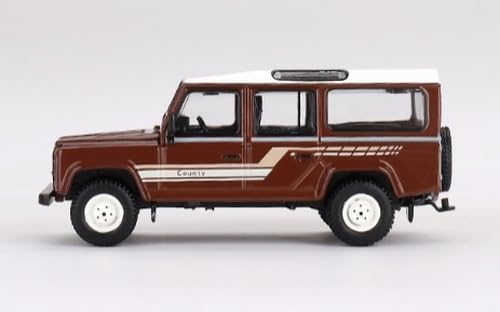 MINI GT 1/64 Scale Land Rover Defender 110 1985 County Station Wagon, Russet Brown (Right-Hand Drive), Finished Model