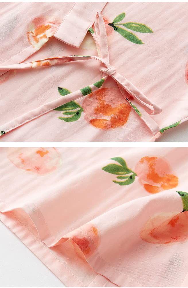 Euyqs Cotton Double Open Long for Hospital and Postpartum Use Women's Pajamas, Gauze, Front, Length, Use, Care, (Pink, Medium)