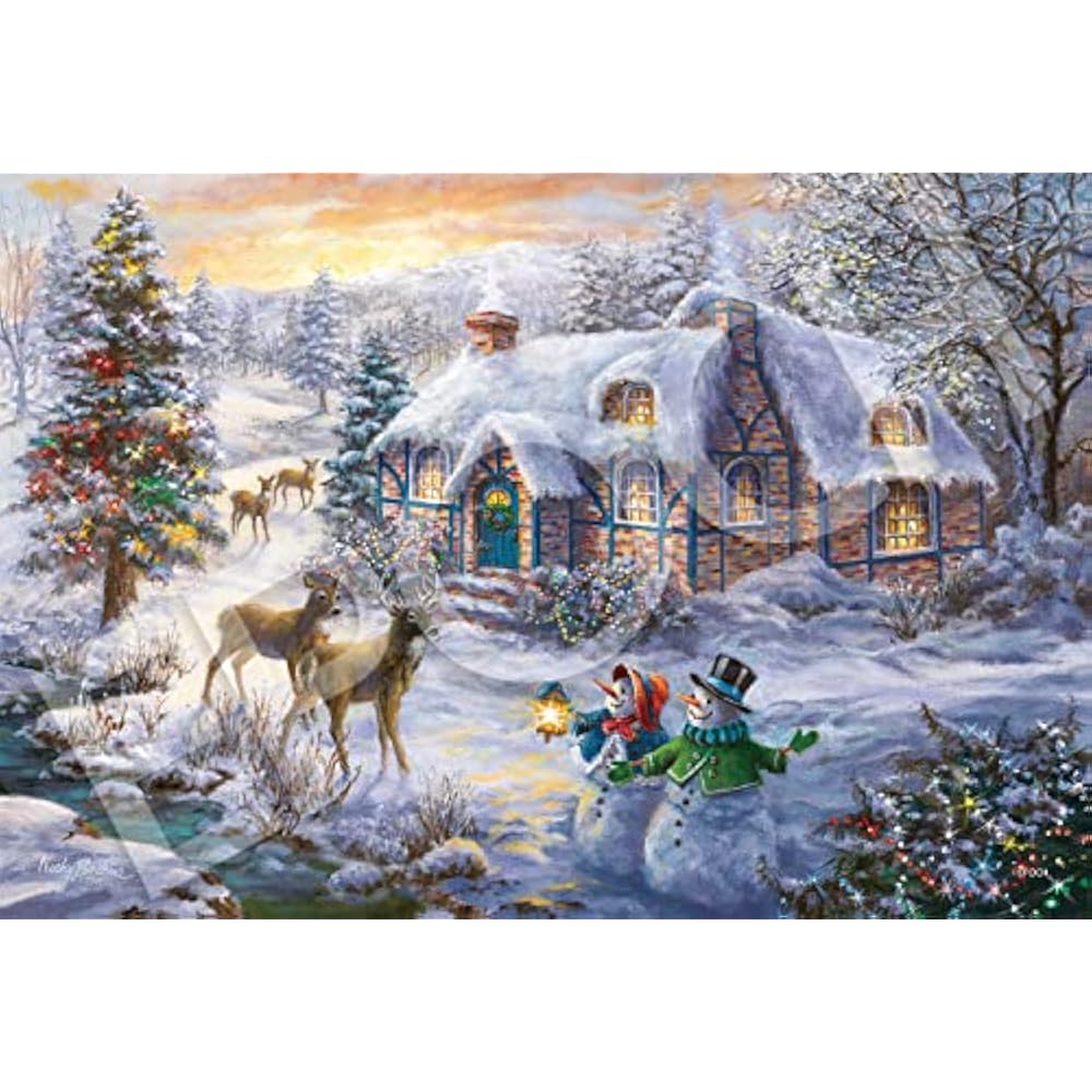 Epoch 1053 Super Small Piece Jigsaw Puzzle Illustration/Art Elegant Collection Christmas Cottage ...