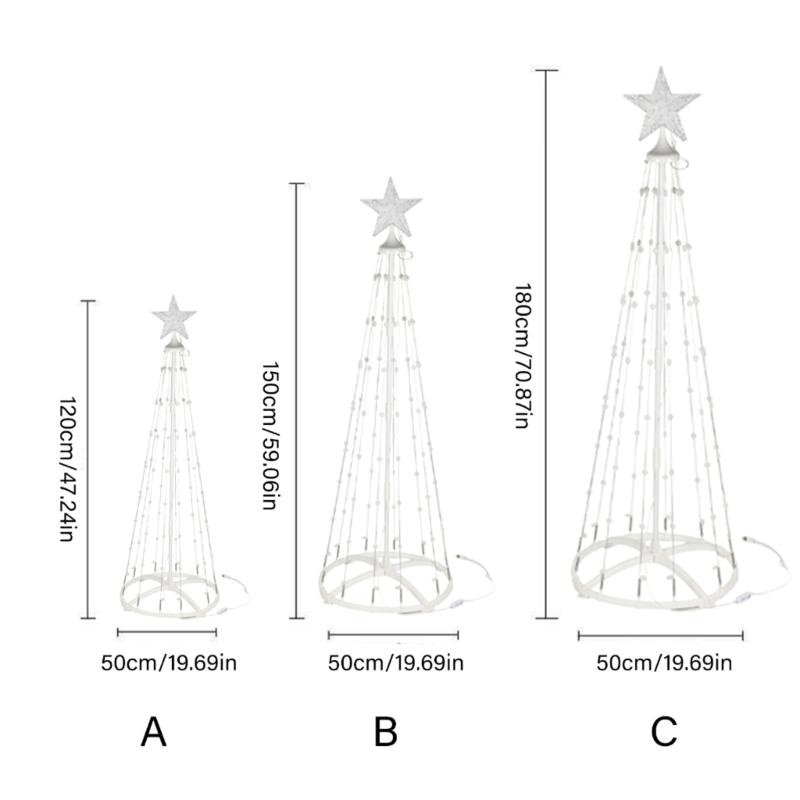 Intelligent App Controlled Colorful Cone Christmas Tree Lights Remote USB Powered Metal Frame Party Decoration