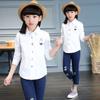 Camisa escolar para adolescentes, blusa para niña, blusa blanca de algodón de manga larga con dibujos animados, Tops bordados, ropa para niños para primavera y otoño