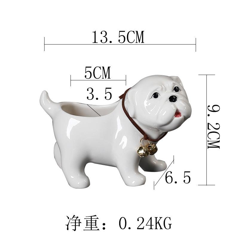 Succulent Flower Pot Creative Ceramic Flower Pot Cute Animal Shar Pei Dog Succulent Plant Flower Pot Total length 11.5cm height 8.2
