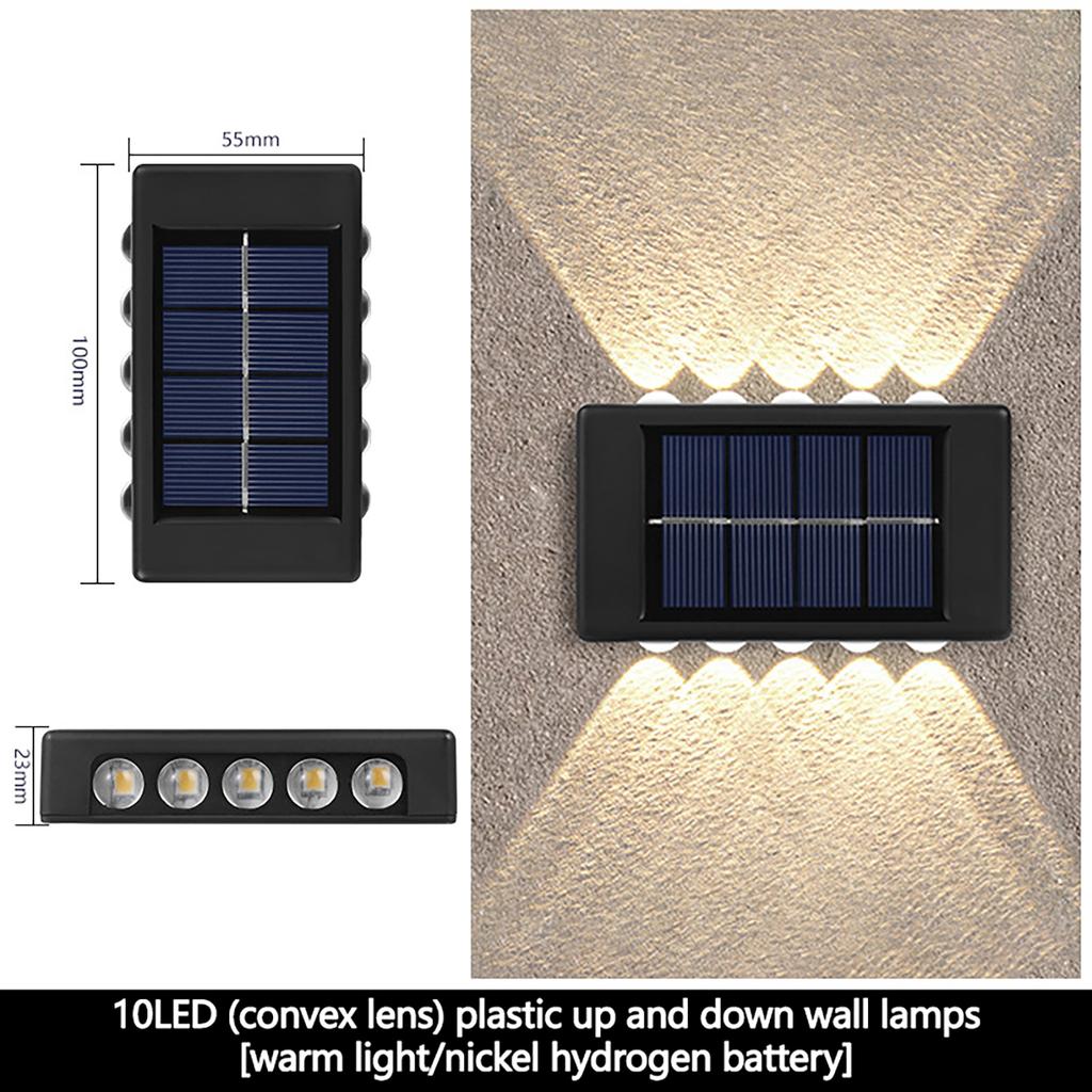 2 Pack Solar Up Down Wall Lights Outdoor Sconce IP65 Waterproof Solar Fence Light For Home Garden Porch Decoration