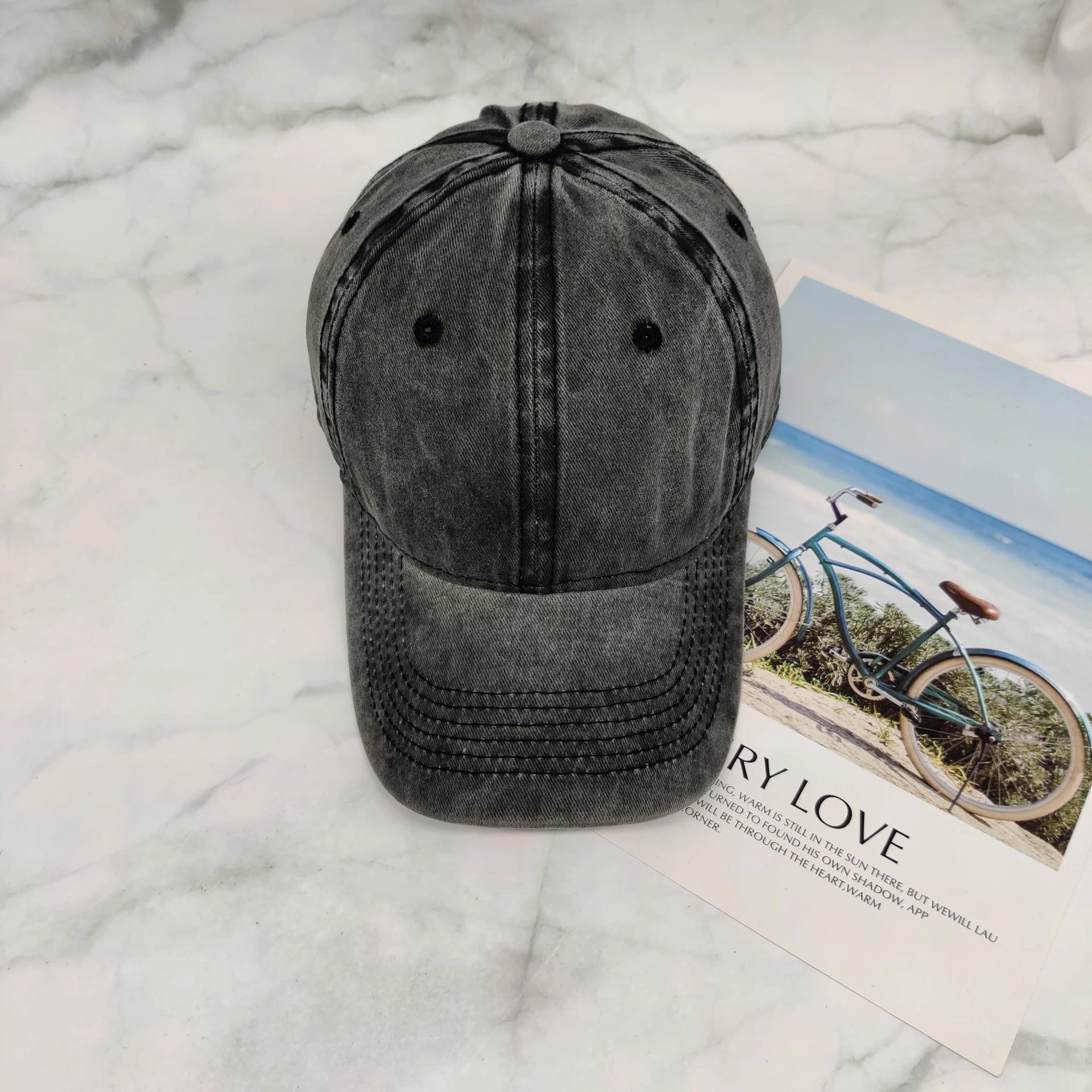 

Women s Summer Style Student Duckbill Cap, Soft Top, Korean Version, Versatile, Washed and Distressed, Solid Color Denim Baseball Cap Adjustable