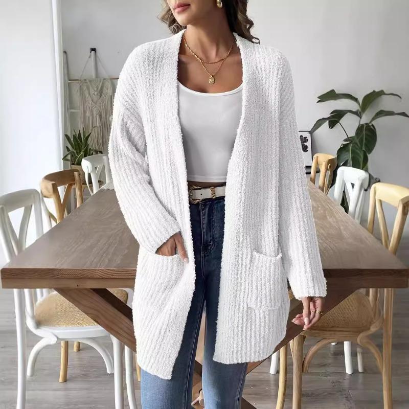 Women Casual Long Sleeve V Neck Cardigan Sweater Coat With Pockets