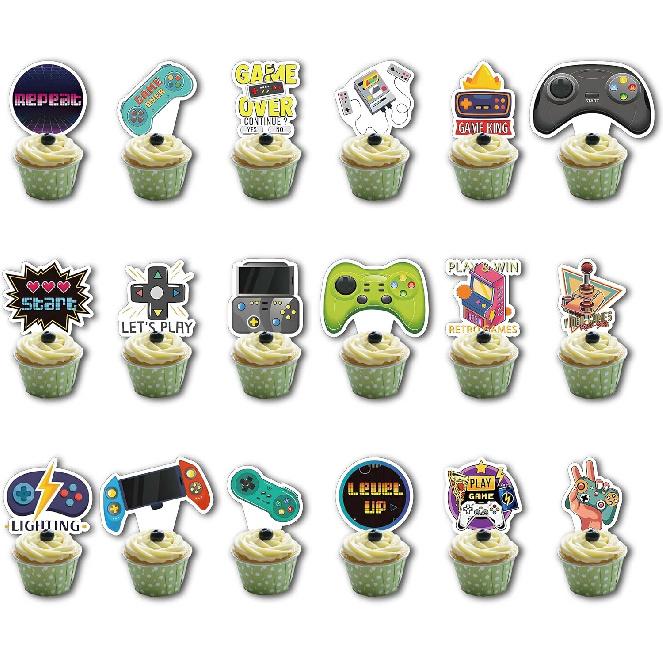 36Pcs Video Game Cupcake Toppers,Game Controllers Cupcake Toppers, Video Game Controllers Cupcake Picks GamePad Cake Decorations ... Gaming Theme