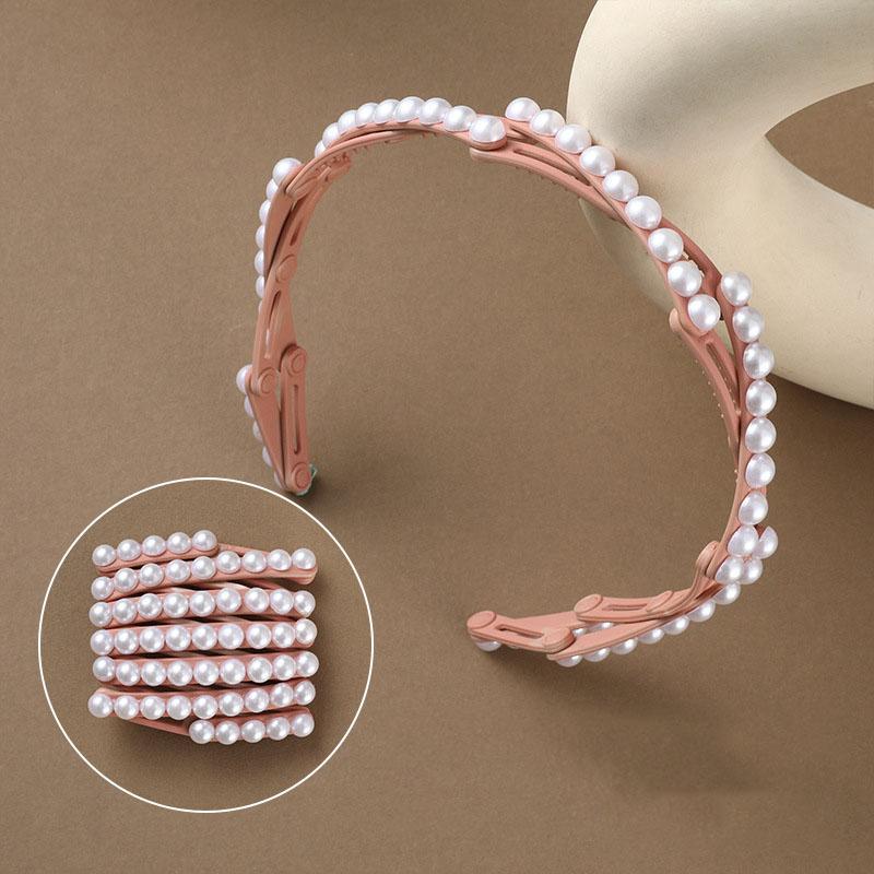 New Foldable and Extendable Pearl Headband Women Travel Portable Storage Face Wash Makeup Non-slip Hair Hoop Hair Accessories