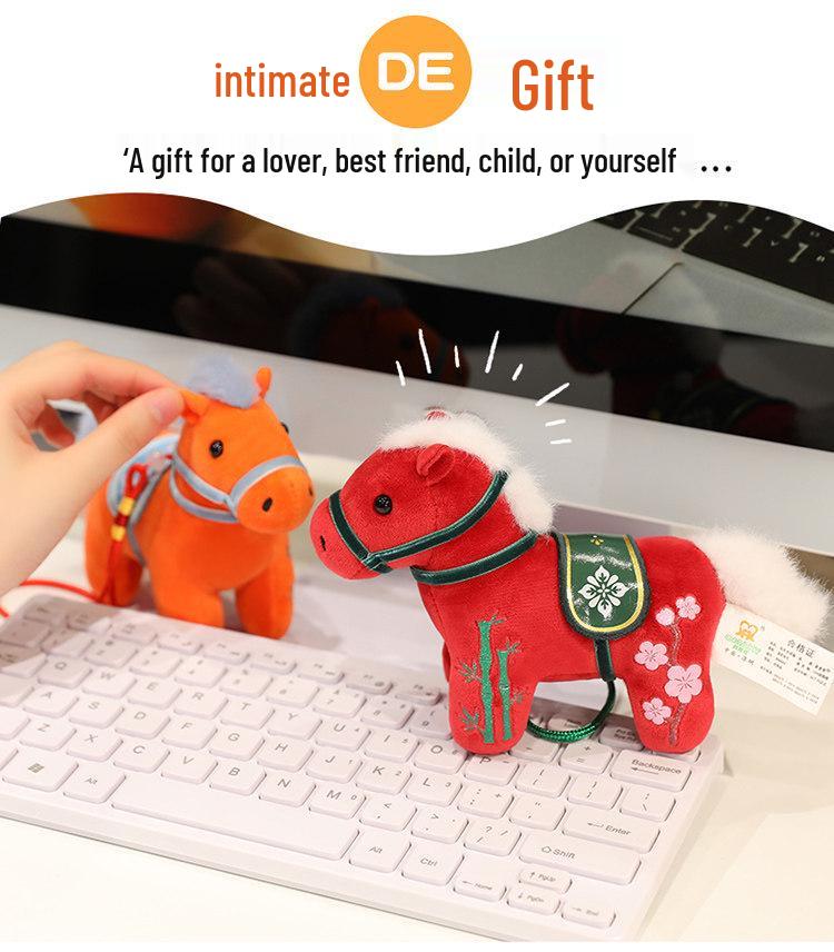 Cartoon Pony Plush Keychain – Horse Year Mascot Doll Pendant Backpack Accessory