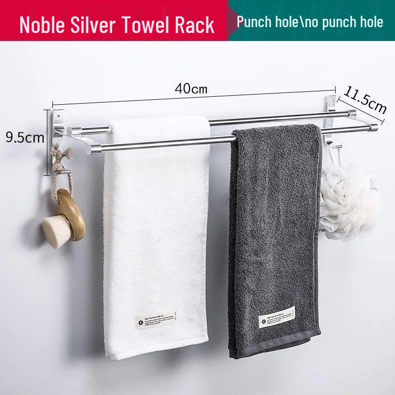 

Алюминиевая полка для полотенец и хранения для ванной без сверления с крючками