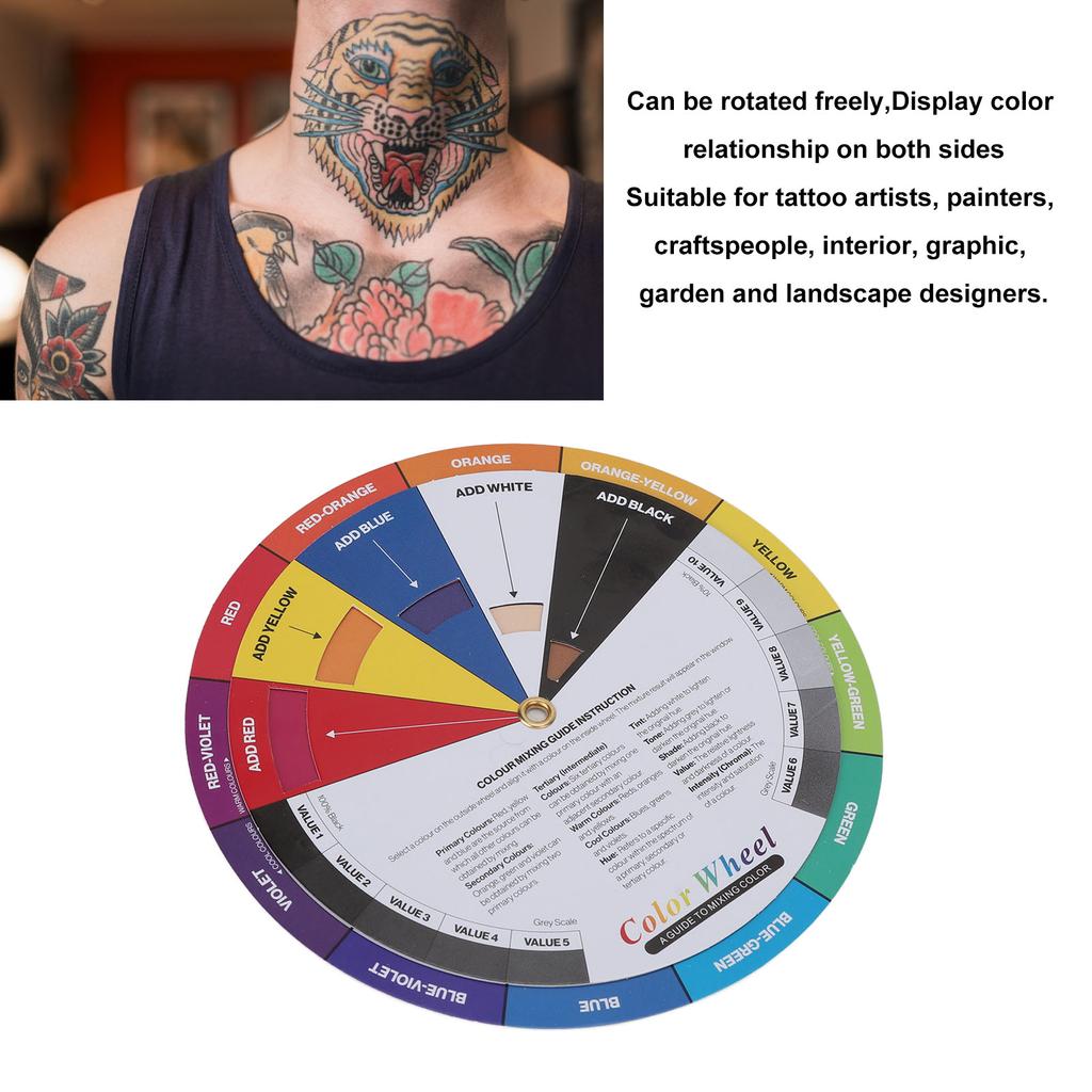 13cm Diameter Tattoo Color Wheel Chart Prevent Discoloration Tattoo Pigment Mixing Guide