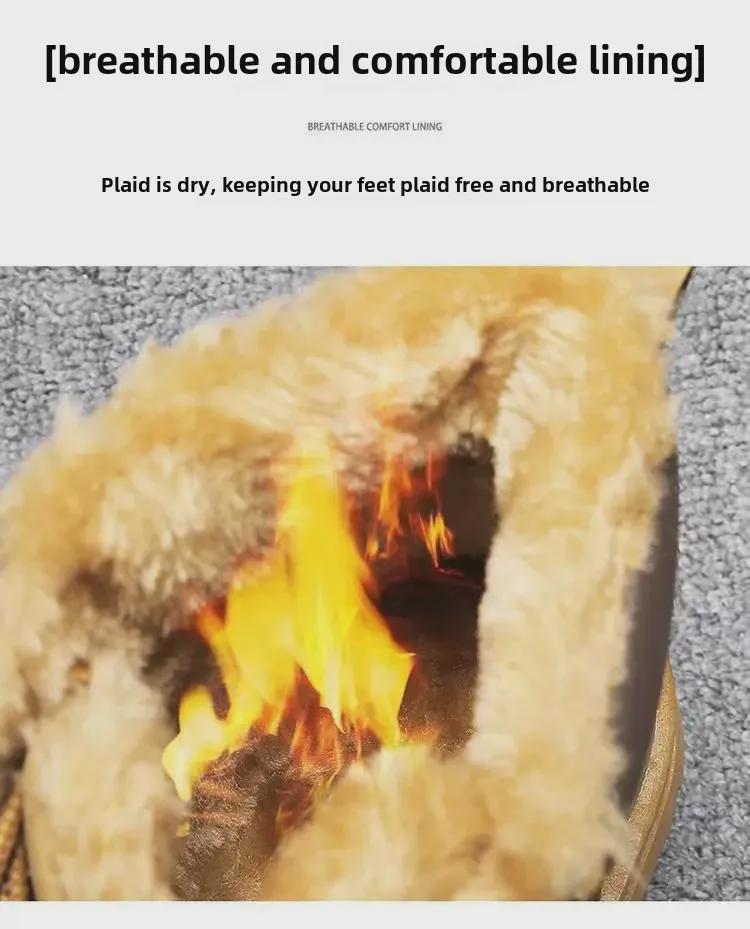 Men's Stylish White Korean High-Top Winter Sneakers with Plush Lining