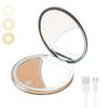 Compact Mirror with Light 1X/2X/5X Magnification LED Pocket Mirror with USB Data Cable Pink Mini Mirror for Purse Pocket Travel