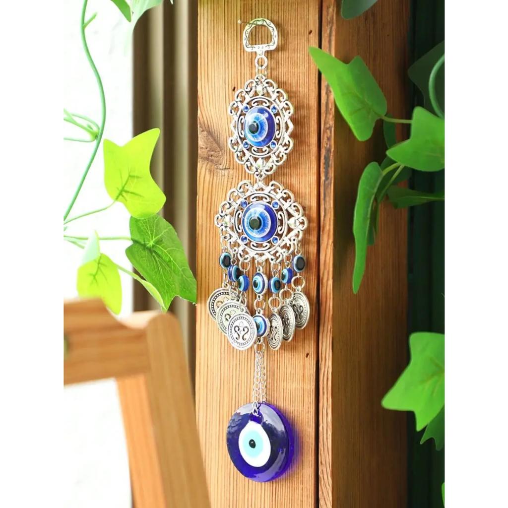 Boho Evil Eye Hanging Wall Decor Metal Pendant Wall Art Hanging Ornament Gothic Home Decor Garden Wind Chimes Outdoor Decoration
