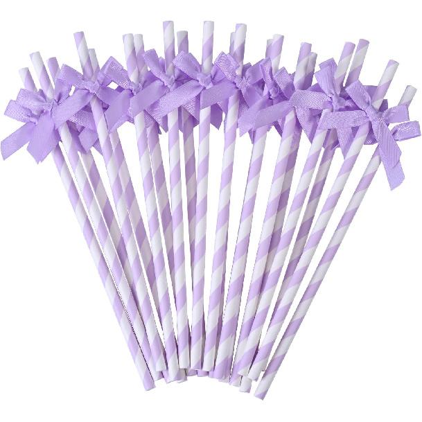 20pcs Pink Bow Straw, 7.7inch Biodegradable Cute Paper Straw, Wedding, Picnic, Birthday, Party Supplies for Juice Coffee Tea Cocktail Smoothie