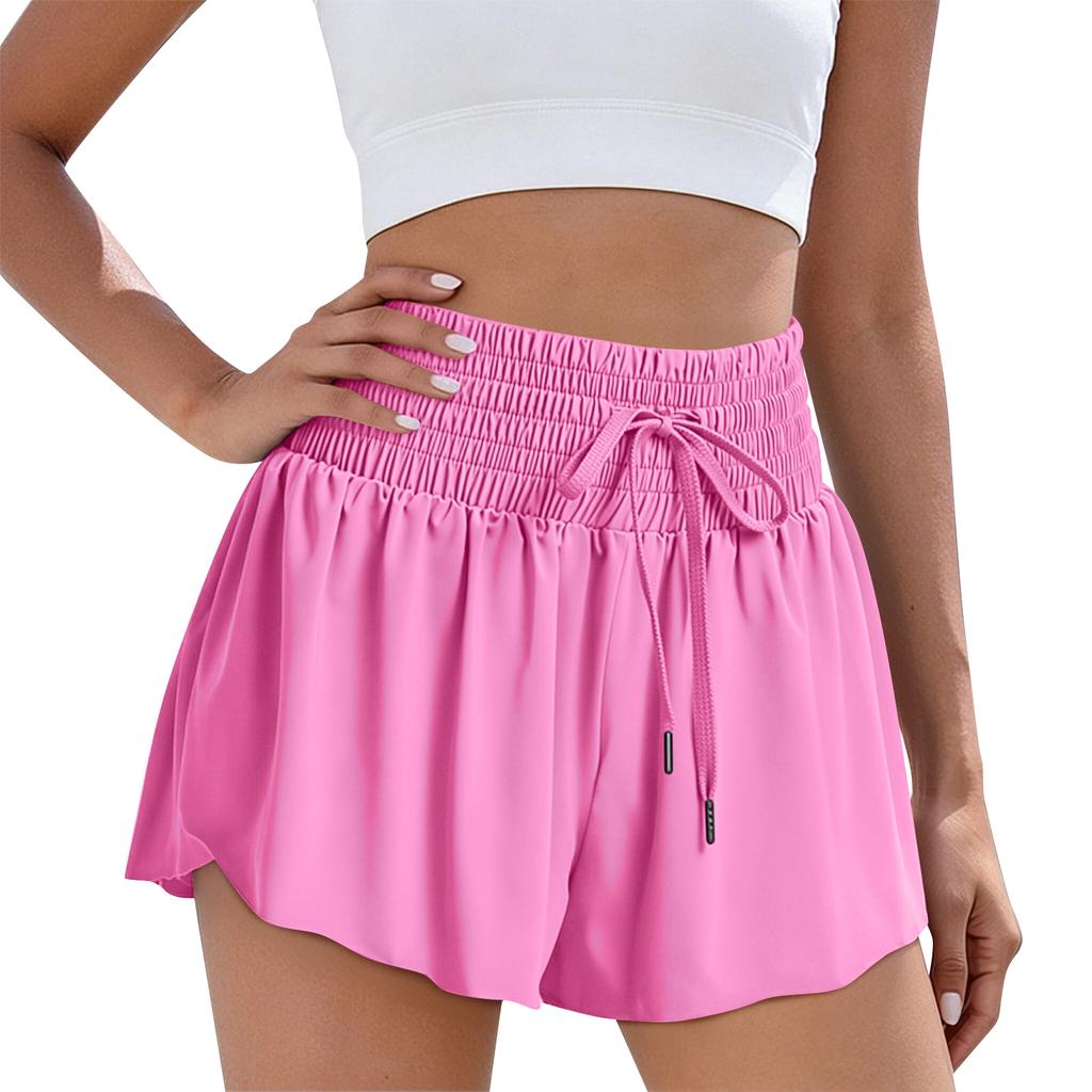 Women’s High Waist Athletic Shorts with Wide Elastic Waistband Drawstring Loose Fit Lightweight Quick Dry Fabric for Sports Yoga Running